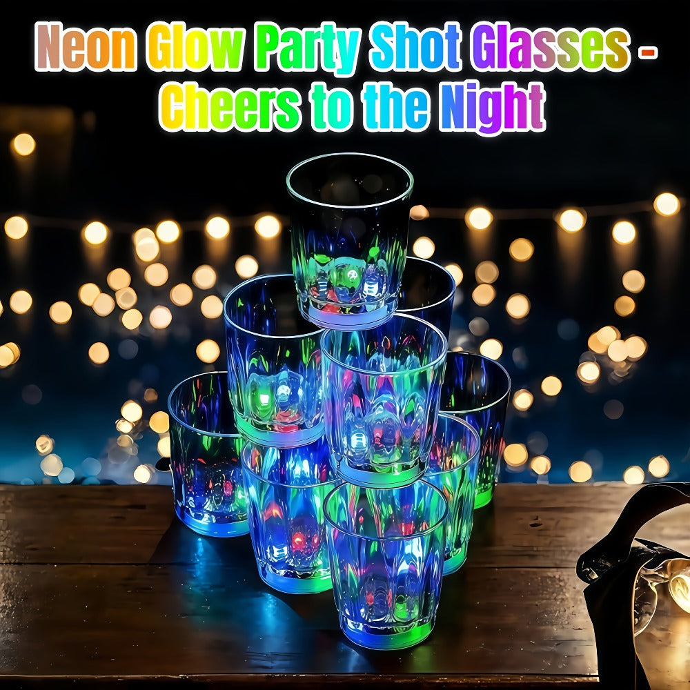 LED Light-Up Party Wine Glasses Set ¨C 12 or 15pcs Glowing Plastic Cups with Colorful LED Lights for Birthday, Bar, Wedding, Holiday & Sports Events