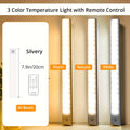 Motion Sensor Cabinet Light LED Under Cabinet Lights USB Rechargeable 3 Color Dimmable with Remote Control Magnetic Wireless Night Light for Kitchen Closet Wardrobe Cupboard Stairs Shelf 2 Pack