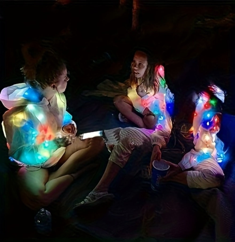 LED Light Up Party Jacket for Adults ¨C Glowing Rave Costume Unisex Luminous Coat for Halloween, Christmas, Dance Parties & Festivals, Battery Powered, Washable Polyester, Sizes S-XXL