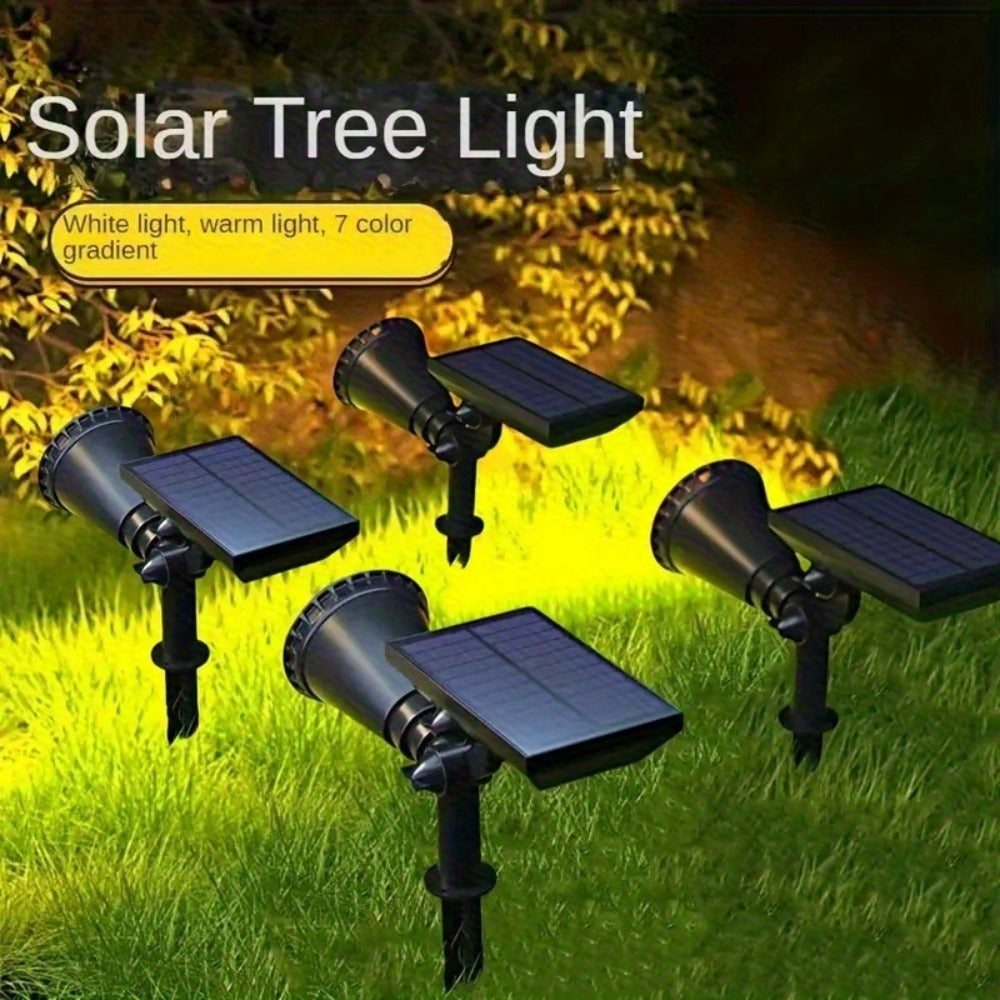 Solar Landscape Lights 2-in-1 Wall & Ground ¨C Independent Adjustable Solar Panel Auto On/Off | 8 Color Modes Outdoor Solar Spotlight for Garden, Driveway, Sidewalk & Pool Area | IP44 Waterproof