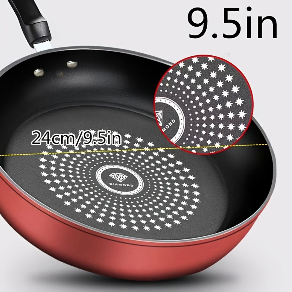 Nonstick Frying Pan with Lid 9.45 10.24 11.02 Inch Cast Iron Style Flat Bottom Skillet Stainless Steel Handle Smoke-Free Lightweight Cookware for All Stovetops Fried Eggs Steak Pancakes