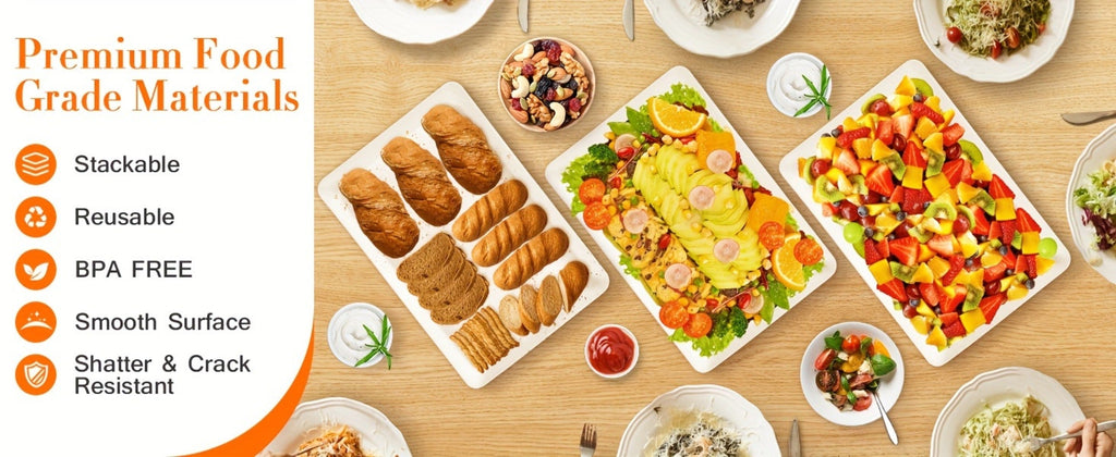 Serving Tray Set of 4 ¨C Reusable Plastic Platters for Fruit, Cookies, Dessert & Snacks | Kitchen Party Organizer
