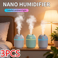Aroma Diffuser Humidifier USB Mini ¨C 3 Pack Cool Mist with Color Night Light, Portable for Bedroom, Car, Home & Dorm, Keeps Air Fresh & Plants Healthy, Gift for Men & Women (White+Blue+White)
