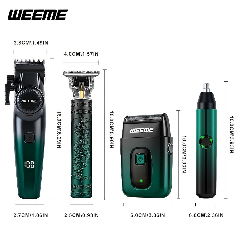Men's Grooming Gift Box Set ¨C Dragon & Phoenix Design, 2/4pcs Kit with Shaver, Hair Clipper, Nose Hair Remover & T9 Detail Trimmer for Shaving, Hair Cutting & Nose Hair Removal