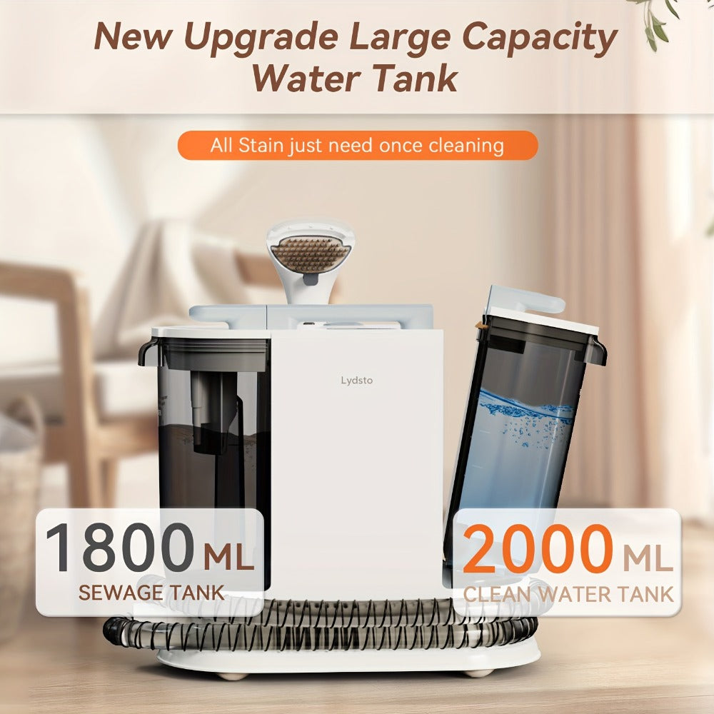 Lydsto Portable Carpet Cleaner 2-in-1 Wash & Dry | 12KPa Suction Fabric Shampooer with Self-Cleaning, 2000ml Tank, Dual Brush Heads ¨C Deep Cleans Sofa, Car Seat & Upholstery
