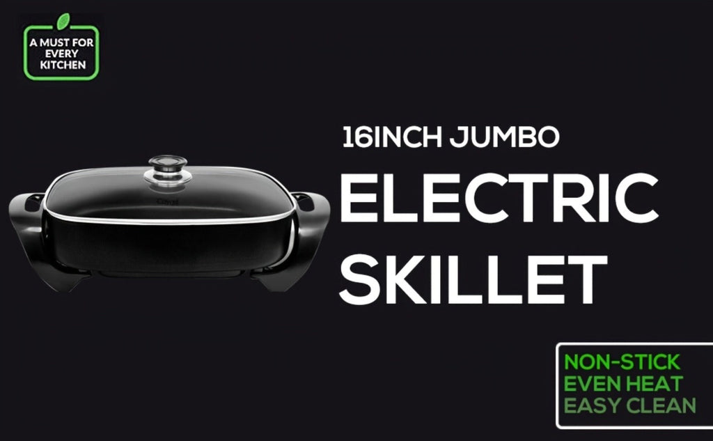 Electric Skillet 8 Quart Non-Stick Copper Deep Dish ¨C 16x12 Large Electric Frying Pan with Tempered Glass Vented Lid, Adjustable Thermostat, Dishwasher Safe, Perfect for Family Meals & Entertaining