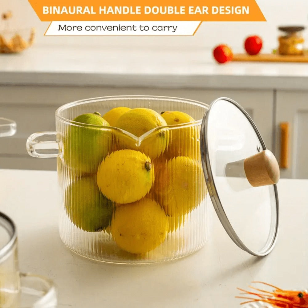 Borosilicate Glass Pot with Lid, Stovetop & Induction Safe, Dishwasher Safe, Heat-Resistant Glass Cookware for Soups, Milk, Baby Food & Noodles, Small 60.87oz & Large 77.77oz, Home & Restaurant