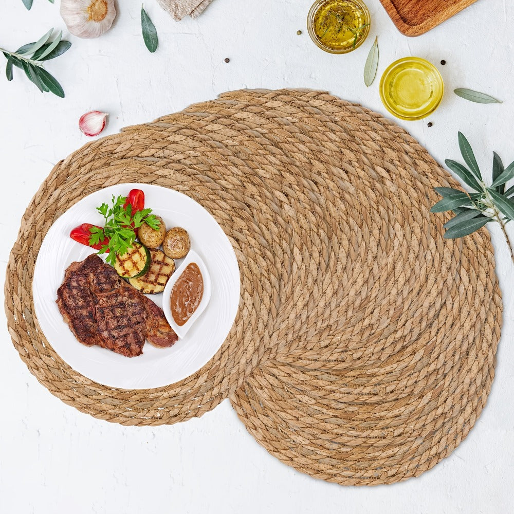 Bohemian Placemats Set 10/30pcs with Holders, 12-Inch Vintage Woven Table Mats for Wedding, Party & Everyday Dining