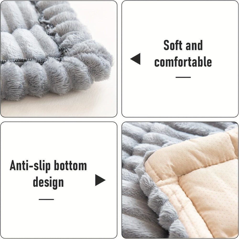 Jacquard Couch Cover Set of 2 Solid Color Corduroy Plush Thick Soft Non-Slip Machine Washable Pet Friendly for 2 3 4 Seat Sectional Sofa Living Room Bedroom