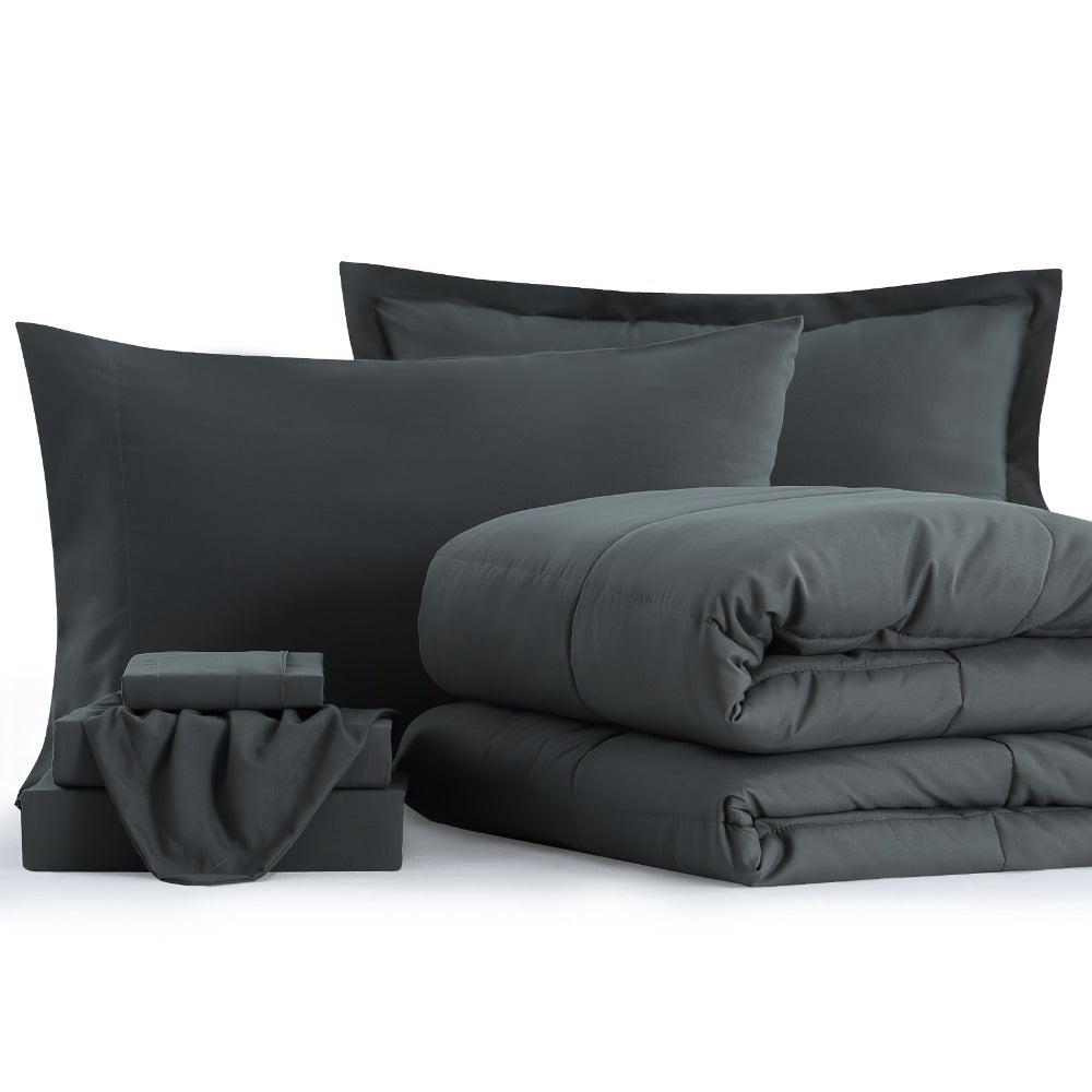 7 Piece Comforter Set Luxury Soft Fluffy Bedding All Season Bed in a Bag with Comforter Fitted Sheet Flat Sheet Pillowcases Hypoallergenic Breathable Easy Care Queen King Twin XL Full