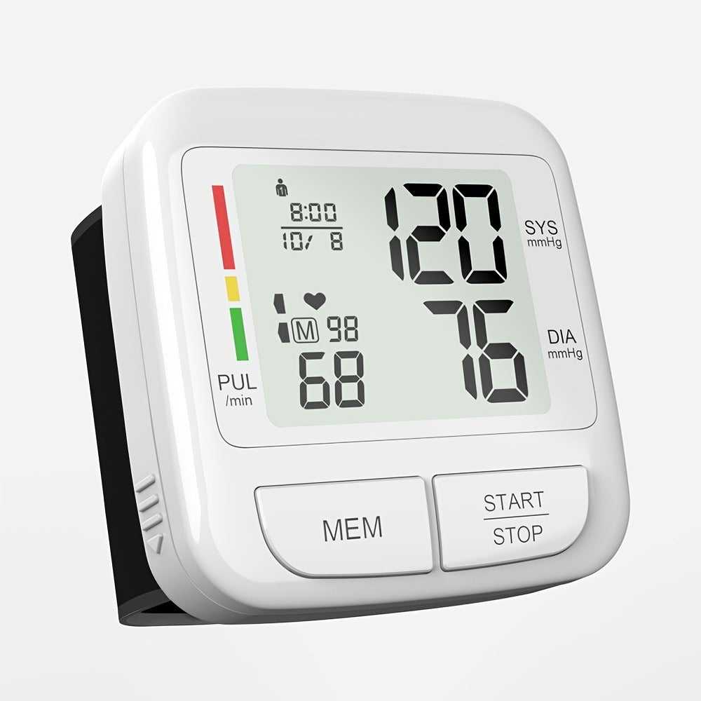Blood Pressure Monitor Upper Arm Wrist Digital BP Machine LCD Backlit Display 2x90 Memory Arrhythmia Detection Home Use Portable Accurate Heart Rate Monitor with Adult Cuff 5.3-8.4 Inch