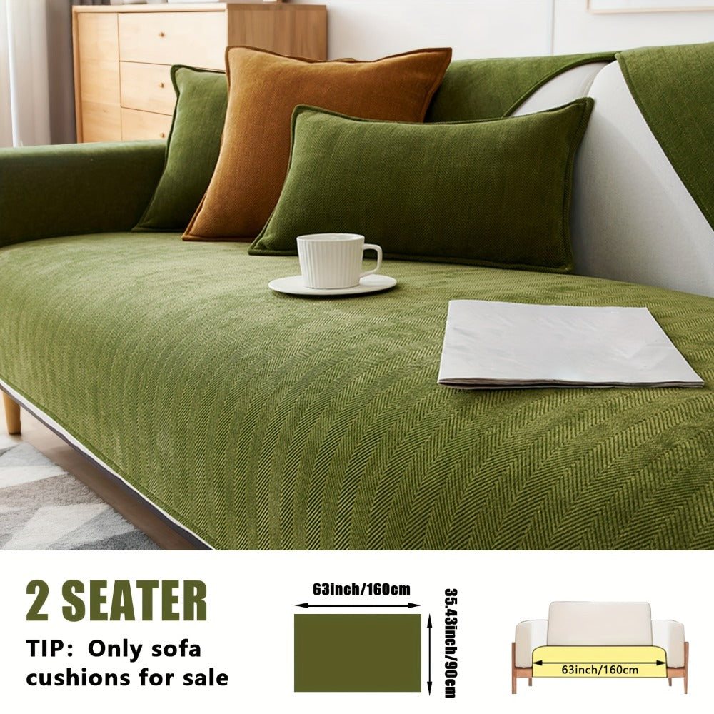 Chenille Ribbed Sofa Cover - Pet Friendly Non-Slip Machine Washable Soft Stretch Slipcover for 1-4 Seater Sectional Sofa Living Room Bedroom Office, 9 Colors