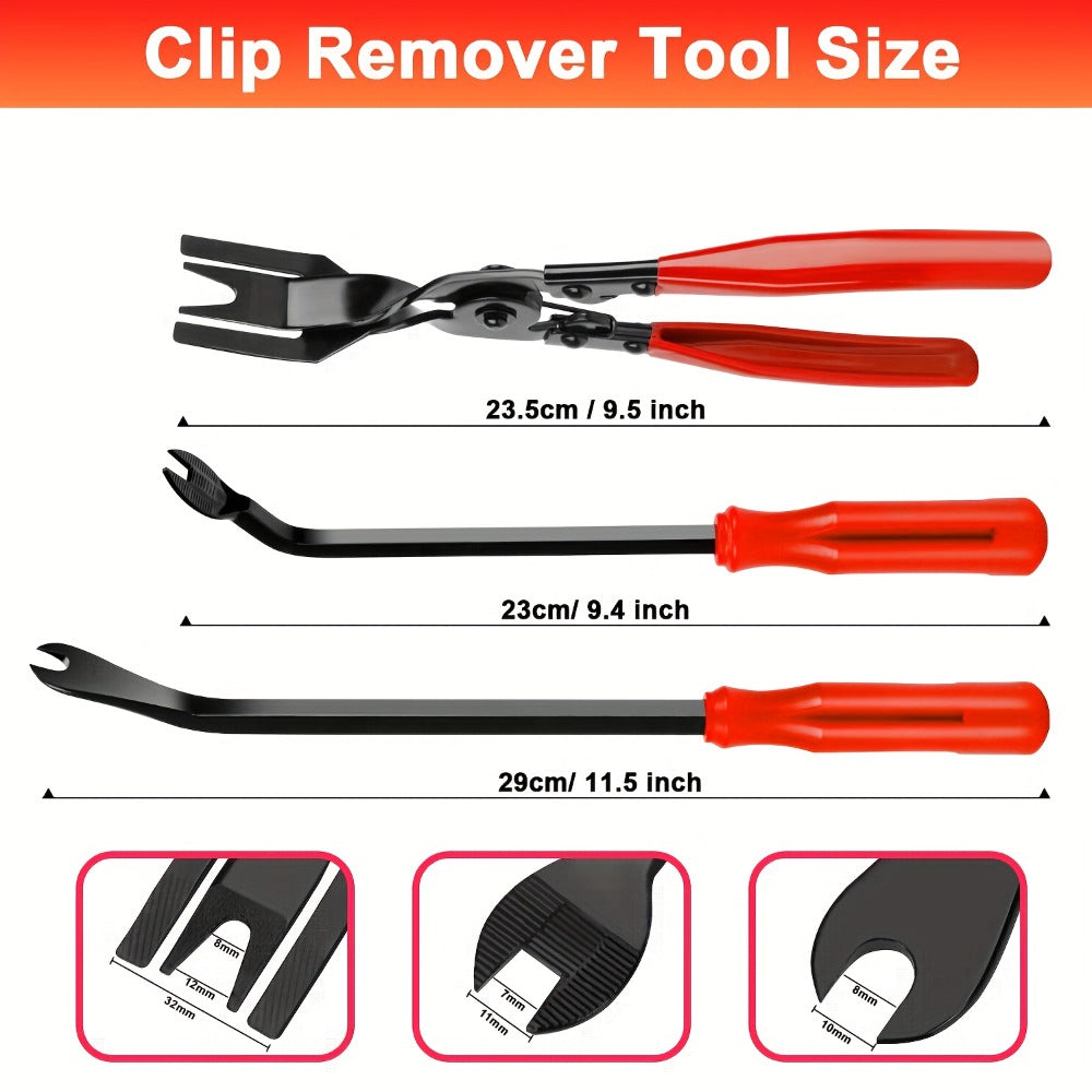 Automotive Trim Removal Tool Kit 17pcs - Hook Paddle Pry Set with Fastener Clamps Rivet Pullers Magnetic Picker Gasket Scraper Scratch-Free Car Maintenance Tools