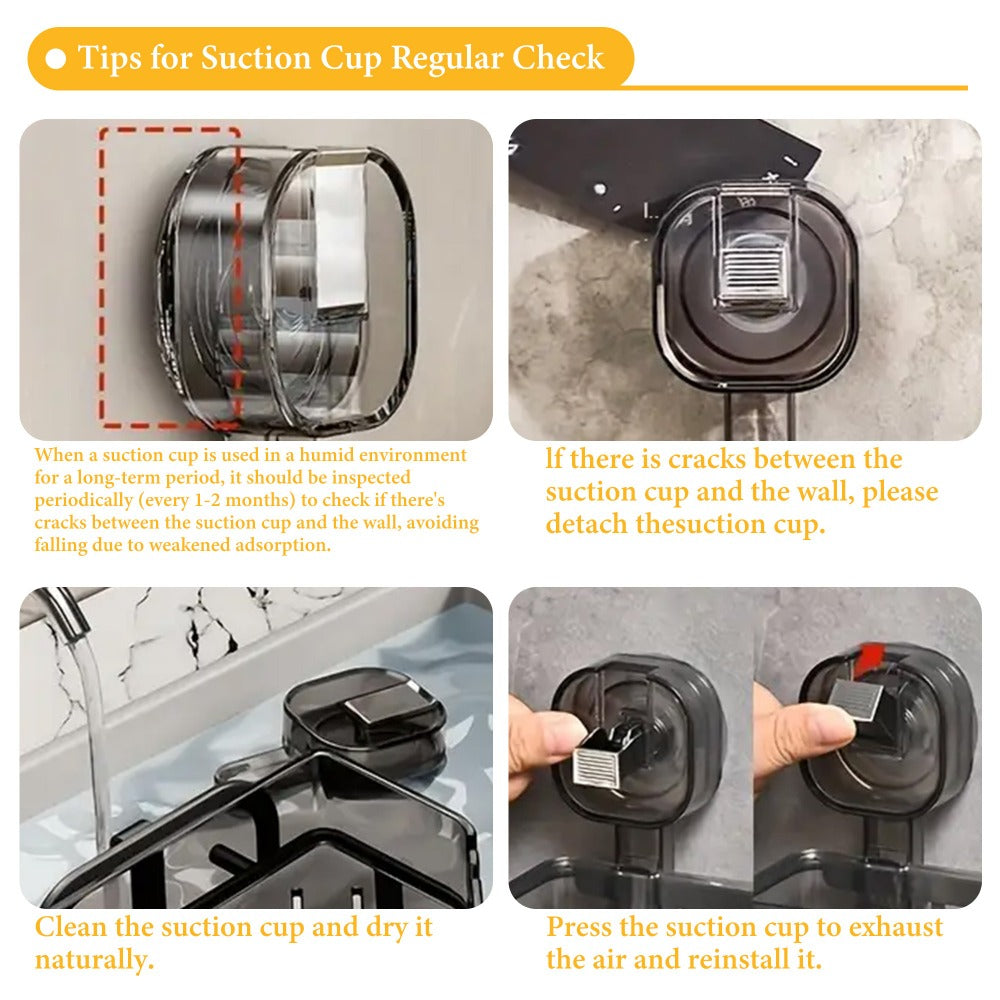 Suction Cup Shower Caddy with Towel Holder Bar, Wall-Mounted Bathroom Shelf Organizer for Shampoo Soap, Heavy-Duty Floating Shower Shelves, Strong Adhesive No Drilling