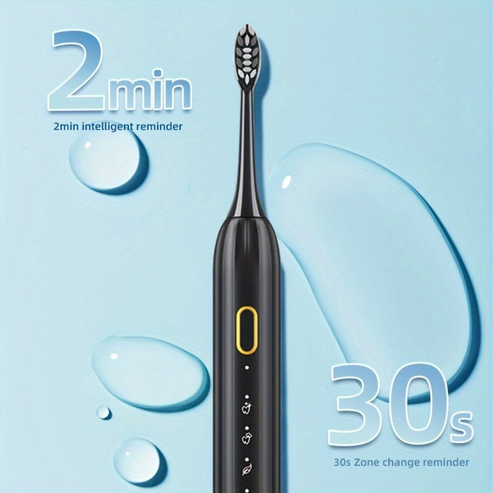 Sonic Electric Toothbrush IPX8 Waterproof USB Rechargeable with 5 Replacement Brush Heads, Smart Timer, Metal Shaft, Couple Design for Adults Men & Women ¡ª Black, Green Pink, Pink White