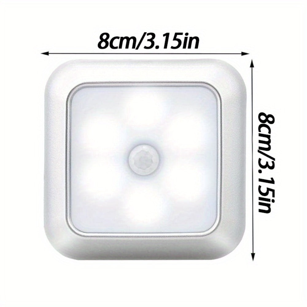 LED Night Light 4 Pack Motion Sensor Battery Powered Dusk to Dawn Smart Sensor Compact Nightlight Wall Mount Freestanding for Bedroom Bathroom Toilet Stairs Hallway Cool White