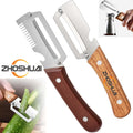 Stainless Steel Vegetable Peeler Set 2pcs ¨C Multi-functional Kitchen Peeler with Scallion Cutter, Straight Blade, Wooden Handle & Bottle Opener