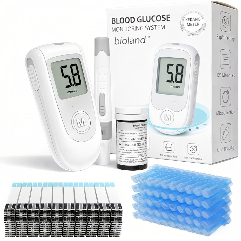 Blood Glucose Meter Kit FDA Cleared | 50 Test Strips + 50 Needles | Large Display 5-Second Results No Coding | USB Rechargeable Battery | Home & Travel Diabetes Monitor Unisex
