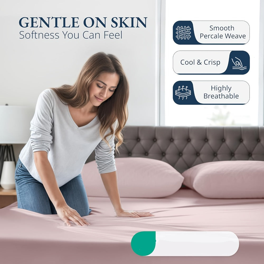 Bamboo Fitted Sheet Set 3-Piece ¨C Cooling Breathable Soft Deep Pocket Bed Sheets, Twin Full Queen King, 12 Colors ¨C Fits Mattress Up to 15¡±
