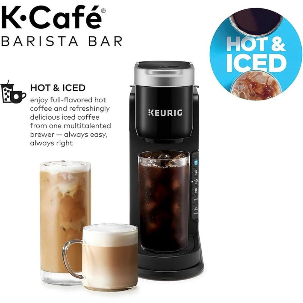 Keurig K-Caf¨¦ Barista Bar Single Serve Coffee Maker ¨C Hot & Iced Coffee, Cold Brew, Coffee Shot, Brew Over Ice, 3 Cup Sizes 8-12oz, 42oz Reservoir, K-Cup Compatible ¨C Black, Certified Refurbished