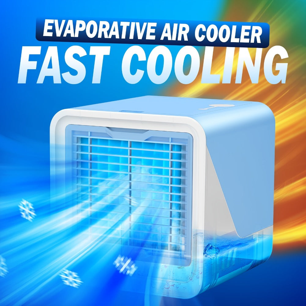 Portable Air Cooler 3-in-1 Mini Personal Air Conditioner Humidifier Fan with Atmosphere Light USB Powered Desktop Evaporative Cooler for Home Office Bedroom Travel Blue Black Green
