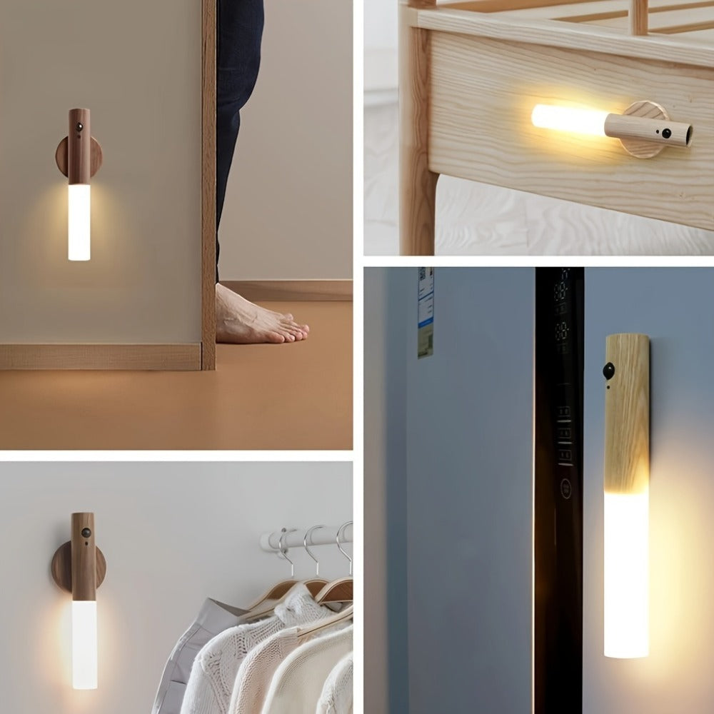 Motion Sensor Night Light Rechargeable 2-Pack - Wireless Magnetic LED Wall Light IPX4 Waterproof, USB Charging, Human Body Sensor for Bedroom, Kitchen, Bathroom, Hallway, Anti-Fall Safety Lighting