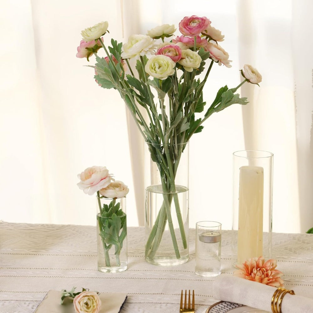 Clear Glass Cylinder Vases Set of 16 ¨C 4 6 8 10 Inch Tall Glass Vases for Centerpieces, Floating Candle Holders, Wedding Table Decor, Party & Home Decoration