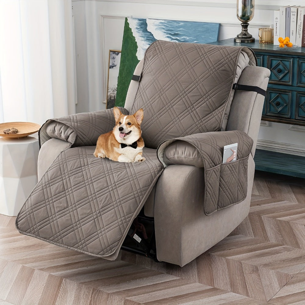 Recliner Chair Cover Waterproof Non-Slip Sofa Slipcover with Pocket Pet Scratch Resistant Washable Furniture Protector for Living Room Multiple Colors