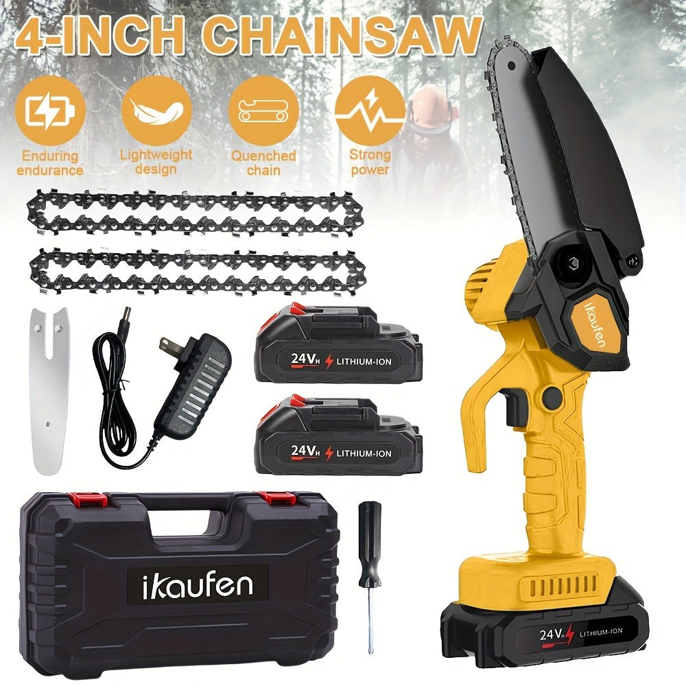 Electric Chainsaw 4 Inch Portable for Makita 21V Battery | 19.2FT/S High Speed Auto Oiler Handheld Saw with 2 Batteries | Lightweight Tree Branch Trimming Tool