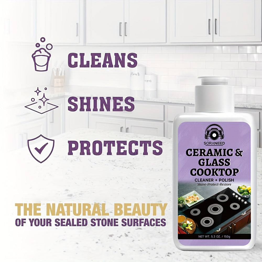 Ceramic Stovetop Cleaner Cream ¨C Heavy Duty Glass Stove Top Cleaning Paste, Removes Burnt-On Grease & Stains, Non-Scratch, Non-Toxic, No Harsh Fumes, Safe for Induction & Electric Cooktops