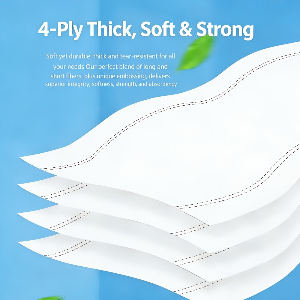 Toilet Paper Bulk 10 Roll 4-Ply Super Soft Thick Undyed Bath Tissue - Strong & Durable No Crumble Bathroom Tissue Rolls for Home, Hotel, Office, Dining & Restaurant Use, 1/2/3 Pack