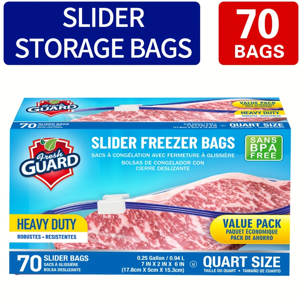 Heavy Duty Slider Storage Bags Ziplock Freezer Bags for Food Fruit Meat Vegetable Grain Kitchen