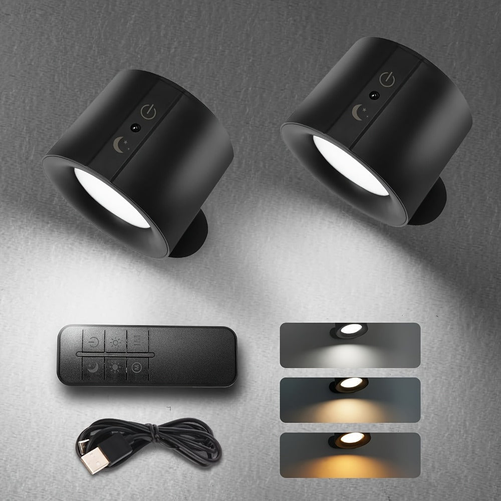 Rechargeable Wall Sconce LED Reading Light - GVTCO Magnetic 360¡ã Rotation Wall Lamp with Remote Control, 3 Color Temperatures, Dimmable, 1200mAh Battery, USB-C Charging for Bedroom, Bedside & Hallway