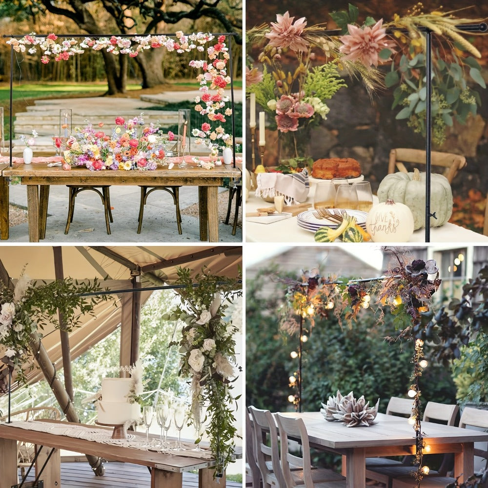 Metal Table Arch Stand Adjustable 6.8ft with Clamps | Black Flower Arch Bracket for Wedding Centerpiece Birthday Christmas Halloween Thanksgiving Easter Hanukkah Party Table Decorations