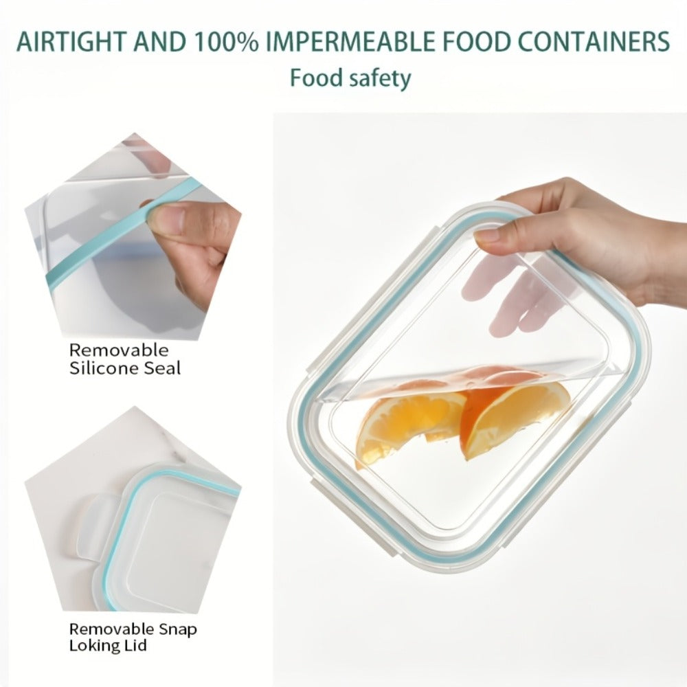Glass Food Storage Containers 16-Piece Set 8 Glass Bowls with 8 Sealed Lids BPA Free Dishwasher Microwave Refrigerator Safe Meal Prep Containers Bento Boxes in Blue Grey Green Assorted