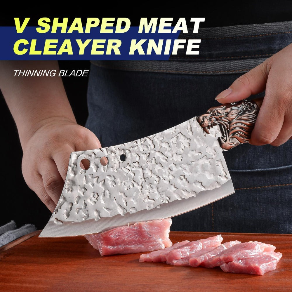 Kitchen Knife Set Professional Forged Chef Knife Set Full Tang Blades with Poultry Shears Meat Knife Carving Knife Cleaver Cooking Gift for Women Home Kitchen