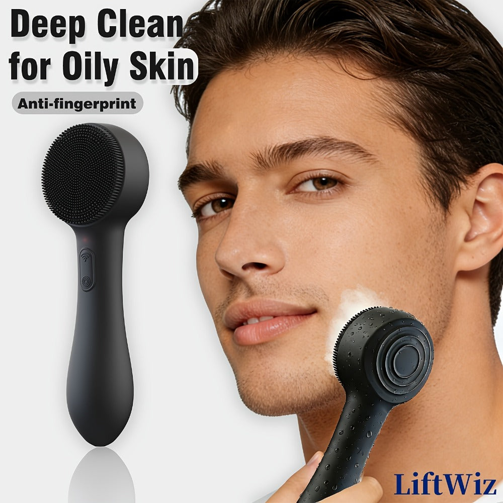 Silicone Facial Cleansing Brush Electric Face Scrubber 12000 Vibrations IPX7 Waterproof USB Rechargeable Heat Massage Deep Pore Cleansing Exfoliator for Sensitive Skin Blue Black Rose Red Pink