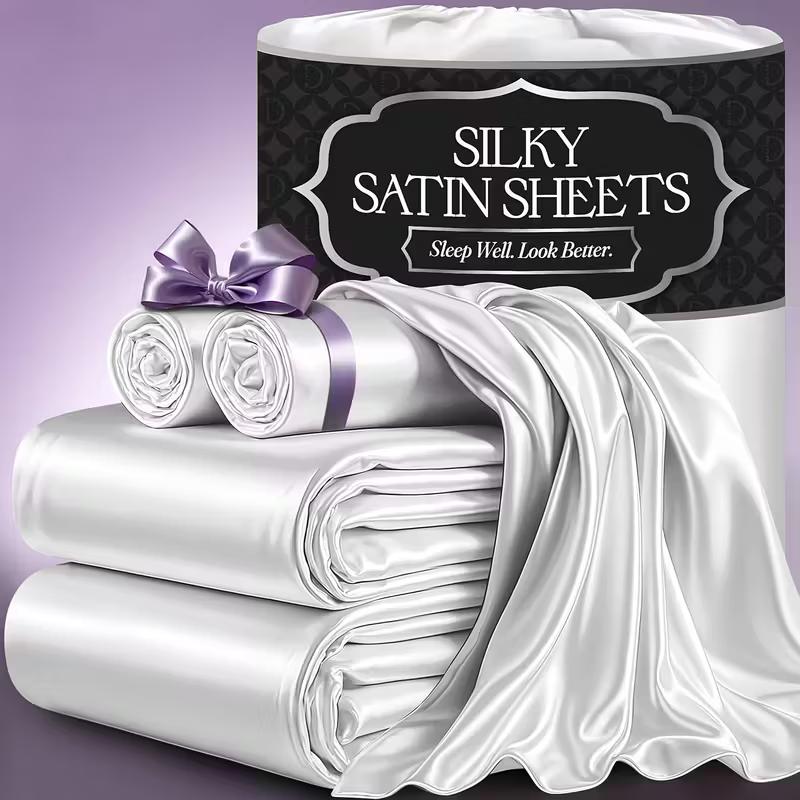 Satin Bed Sheets Set 2100TC Ultra Soft 3/4pcs ¨C Silky Smooth Breathable Satin Bedding for Twin Full Queen King, 5-Star Luxury Hotel Experience, Solid Color, 7 Colors Available