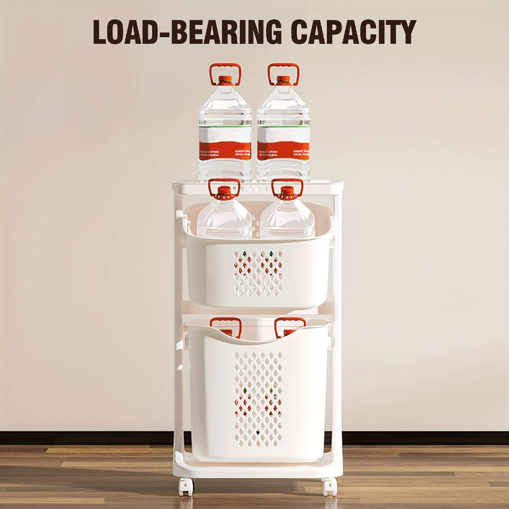Rolling Laundry Hamper Cart with Wheels Multi-Tier | Large Capacity Laundry Basket with Removable Baskets | Wheeled Laundry Organizer for Laundry Room Bathroom Bedroom