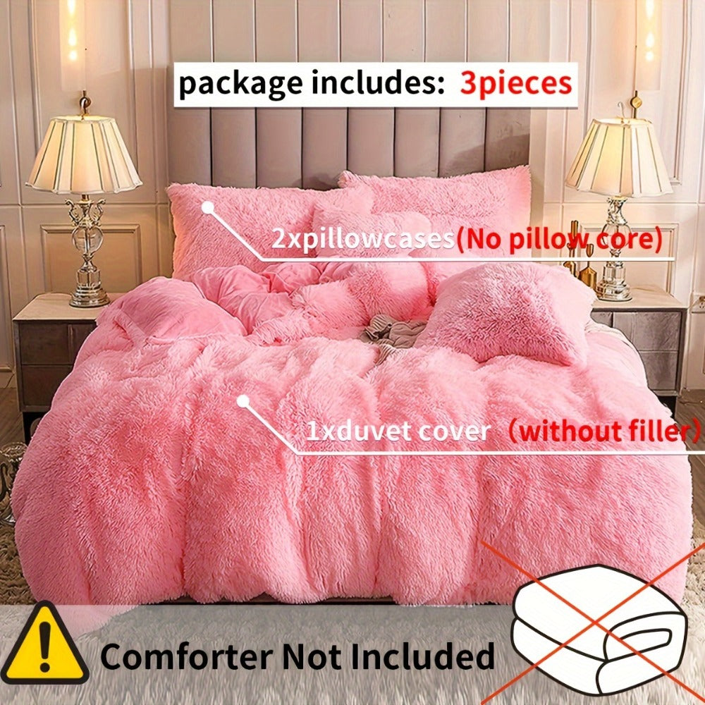 Plush Duvet Cover 100% Polyester Soft Warm Zipper Closure Cozy Bedroom Bedding Twin Full Queen King Solid Tie Dye 14 Colors for Bedroom Guest Room Dorm