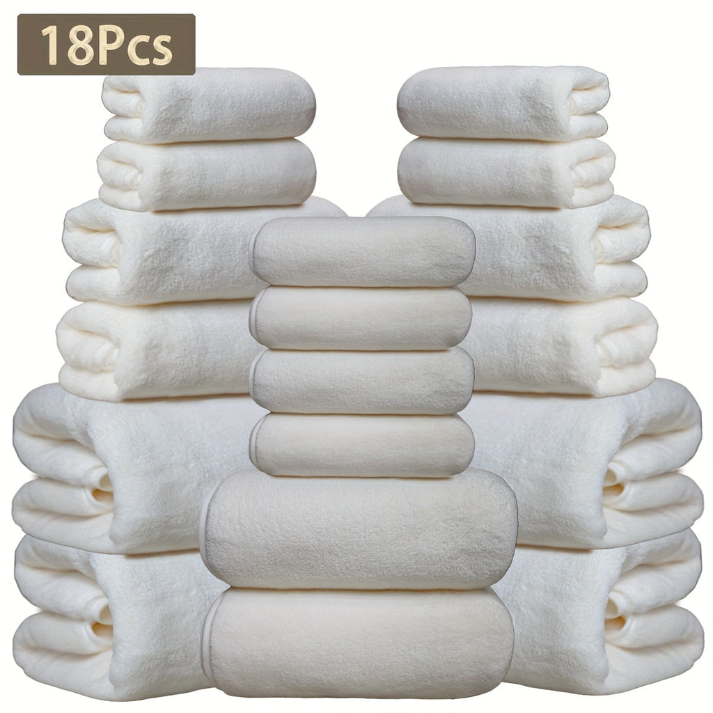 Coral Velvet Bath Towel Set 18pcs ¨C 4 Bath Towels 4 Hand Towels 10 Washcloths Hotel Quality Soft Absorbent