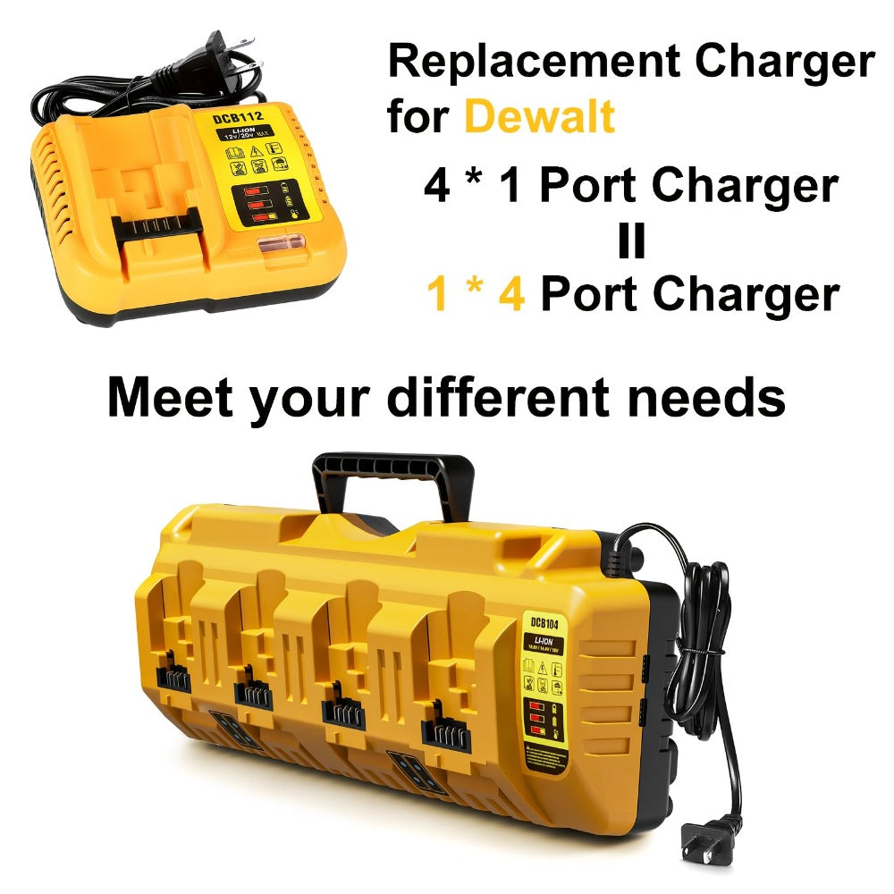 4-Port Dewalt Battery Charger DCB104 12V 20V Max 2 USB Ports