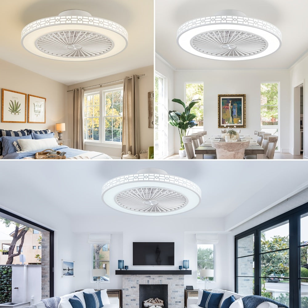 LED Ceiling Fan with Light 20 Inch Modern Flush Mount Adjustable Color Temperature 3000K to 6500K Reversible Airflow for Bedroom Office Study Indoor Spaces