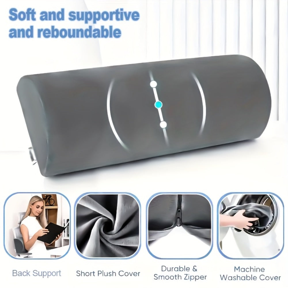 Memory Foam Lumbar Support Pillow Slow Rebound Half-Roll Multifunctional Leg Neck Back Support for Sleep Rest Recliner Elderly Bed Sofa Chair
