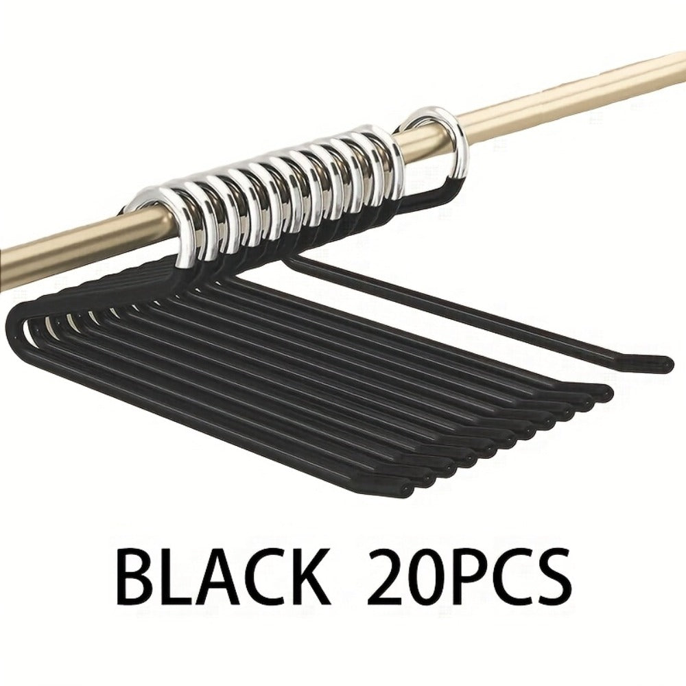 Pants Hangers Metal Open Leg Non-Slip - Heavy Duty Trouser Jeans Hanger for Wardrobe, Space Saving, Black or White, 10/20/30/50pcs