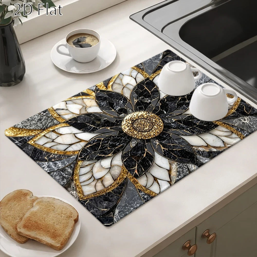 Stove Protector Mat Marble Lotus Pattern | Heat-Resistant Non-Stick Cooktop Cover Pad | Gas Stove, Induction Cooker, Glass Cooktop, Oven & Washer Dryer Top