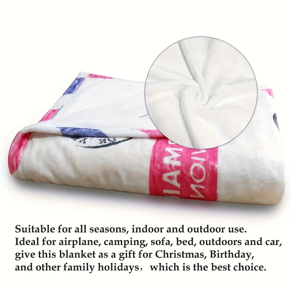 Love Message Flannel Blanket for Mom ¨C 250-300gsm Soft Reversible All-Season Throw, Perfect Gift for Mother's Day & Birthday