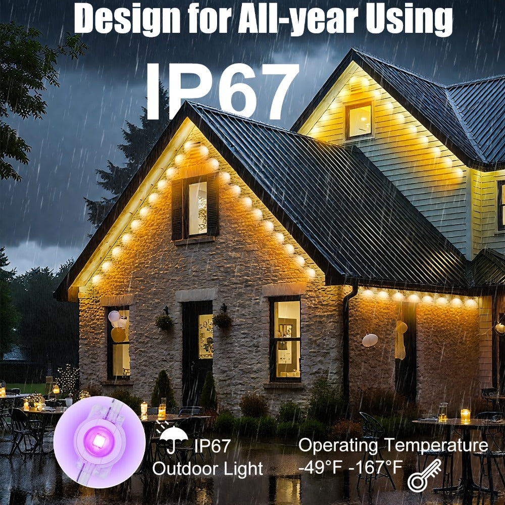 Permanent Outdoor Lights IP67 Waterproof ¨C RGB LED Eaves Light, App & Remote Control, Color Changing for Halloween, Christmas, Holiday, Party & Daily Roof Lighting (20/30/50/100/200/300/500 FT)