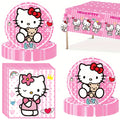 Hello Kitty Party Supplies Set 41pcs Pink Disposable Plates Napkins Tablecloth Birthday Decoration Kit