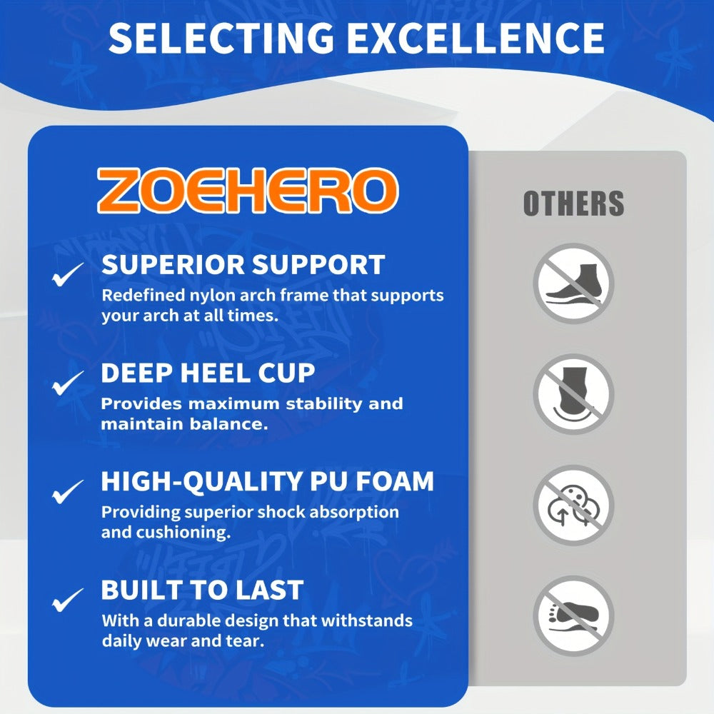 Arch Support Insoles for Men & Women - Heavy Duty Flat Feet Shoe Inserts, Shock Absorbing Comfort Insoles for Standing All Day, Work, Sports, Walking & Hiking